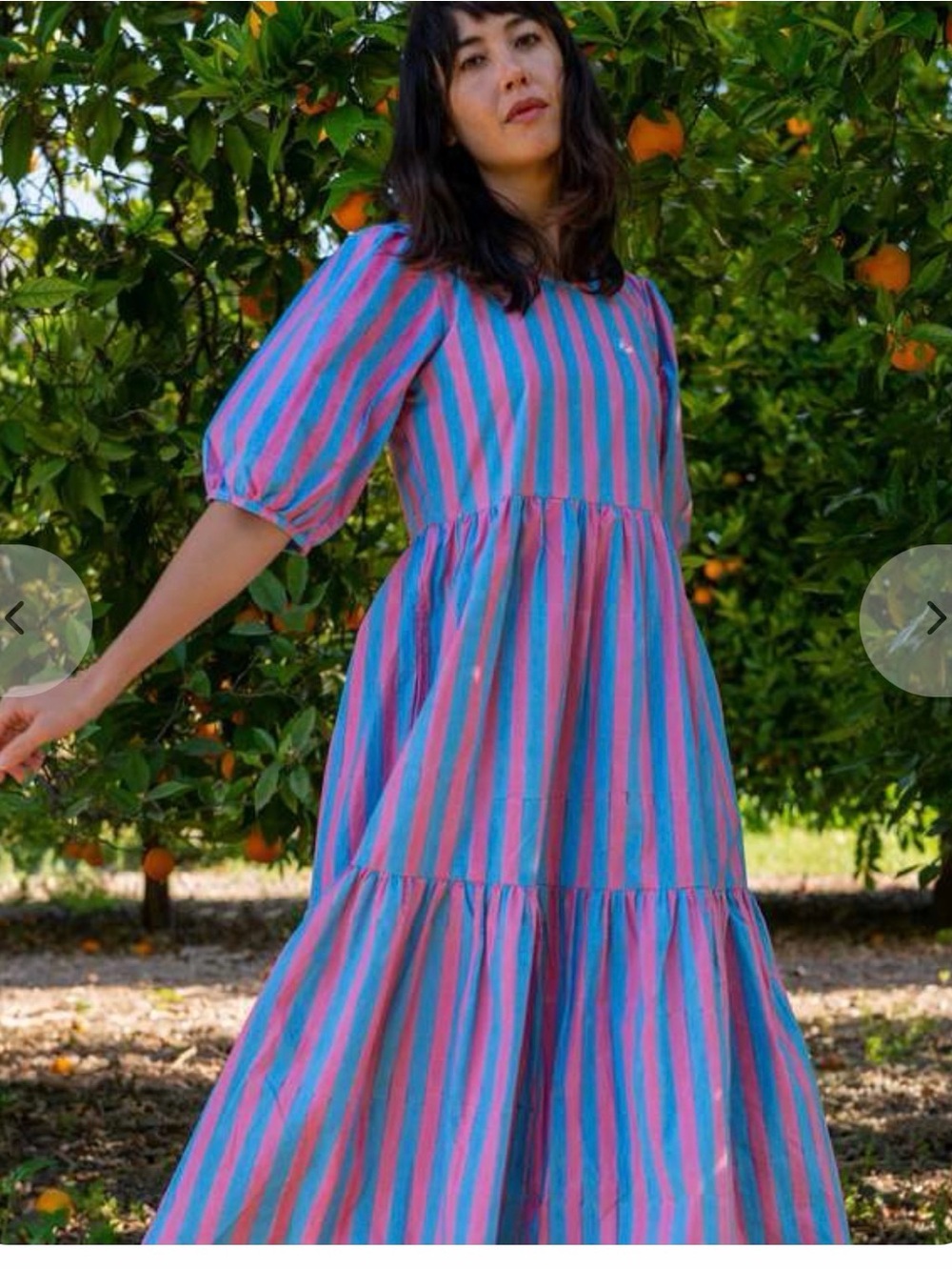SZ Blockprints Gaia Dress, faded rose/cornflower blue, size Small